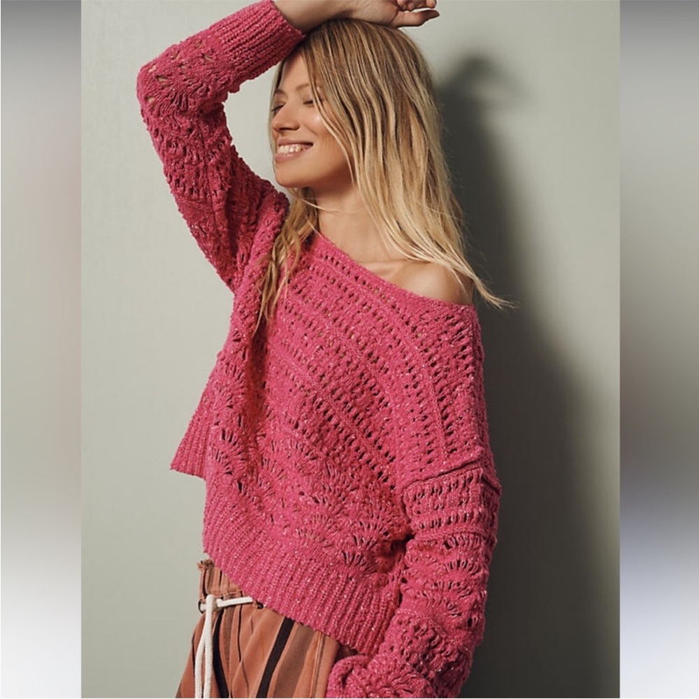 Pilcro Off-the-Shoulder Pink Sweater